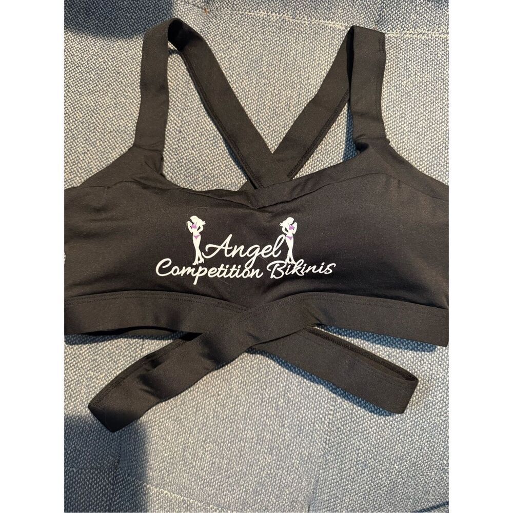 ACBikinis NWT Angel Competition Bikinis logo sports bra in Black size medium - Picture 3 of 4